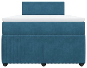 Cama boxspring com colchão 120x200 cm veludo azul