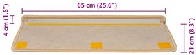 Tapetes escada adesivos aspeto sisal 30pcs 65x21x4cm bege-claro