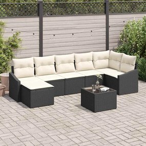 vidaXL Conjunto de Sofás com almofada 8 pcs Preto vime PE