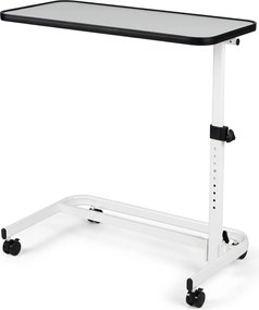 Mesa Auxiliar em Forma de C para Sofá e Cama, 80,5 x 40,5 x 73-94 cm, Altura Ajustável em 9 Níveis, Branco