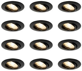 Conjunto de 12 Focos Embutidos Pretos GU10 35mm - Edu Moderno