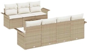 Conjunto de Sofá de Jardim em 8 Peças com Almofadas Beigas em Rattan