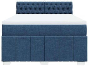 Cama com molas/colchão 140x200 cm tecido azul