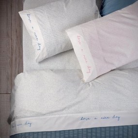 Jogo de lençóis 100% algodão percal - Nice Day Gamanatura: Azul 1 lençol capa ajustavel 100x200 cm + 1 lençol superior 180x280 cm + 1 fronha almofada 50x70 cm