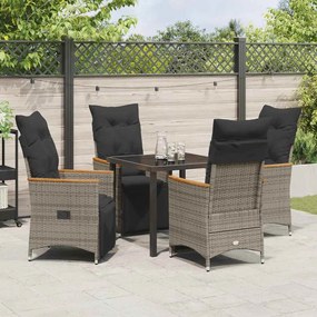 Conjunto de jantar de jardim com 5 peças e almofadas de rattan em poli