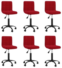 Cadeiras de jantar giratórias 6 pcs veludo vermelho tinto