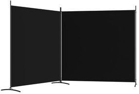 Divisória/biombo com 2 painéis 348x180 cm tecido preto