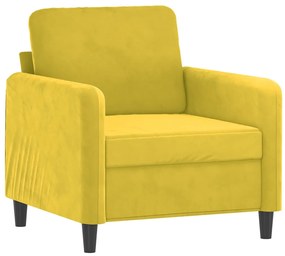 3 pcs conjunto de sofás veludo amarelo