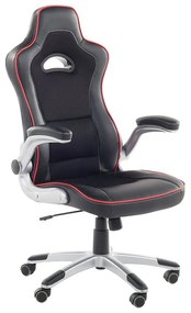 Cadeira de escritório em pele sintética preta e vermelha MASTER Beliani