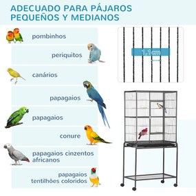 PawHut Gaiola para Pássaros com Rodas 81x48x162,5 cm Gaiola de Metal c