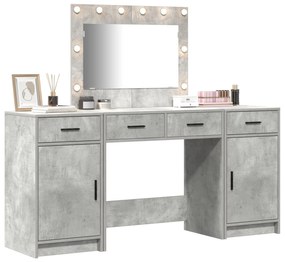 Conjunto de 3 Peças de Mesa de Maquiagem com LEDs em Madeira de Engenh