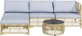 Outsunny Conjunto de jardim, 5 peças, incl. almofadas de assento, rattan sintético, estrutura de aço inoxidável, cinza claro | Aosom Portugal