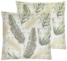 Conjunto de 2 almofadas verde e creme 45 x 45 cm RHAPIS Beliani