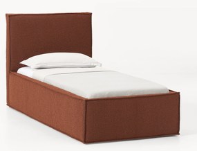 Cama de solteiro estofada em bouclé com arrumação Dream