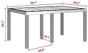 Mesa de Jardim Antracite 150x100x73 cm em Rattan Sintético
