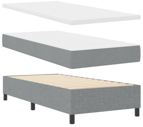 Cama Box com Colchão Cinza Claro 80x200 cm Tecido