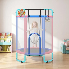 Trampolim Infantil Multifunções, 154 x 154 x 210 cm, Seis Atividades em Um, Azul