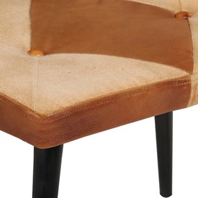 Cadeira baloiço c/ apoio de pés couro genuíno e lona castanho