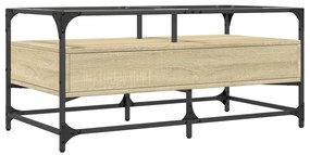 Mesa de centro c/topo de vidro 98,5x50x45cm carvalho sonoma aço