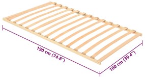 Base de cama com ripas com 13 ripas 100x190 cm