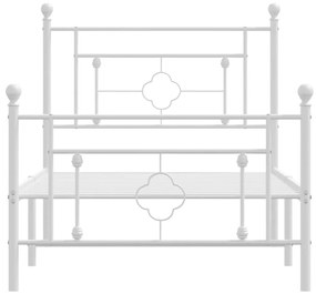 Estrutura de cama com cabeceira e pés 100x200 cm metal branco