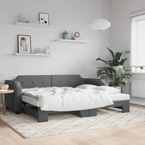 vidaXL Sofá-cama com gavetão 100x200 cm tecido cinzento-escuro