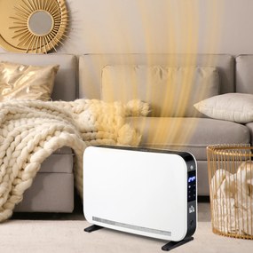 Aquecedor Elétrico 1830-2180W com 3 Modos Ecrã Táctil LED Termóstato Regulável Temporizador para 12-18 ㎡ Branco