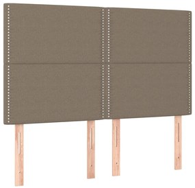 Cabeceira cama c/ LED tecido 144x5x118/128 cm cinza-acastanhado