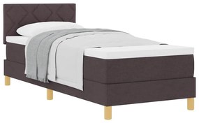 Cama Box Spring com Colchão Castanho Escuro 80x200 cm Tecido