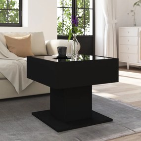 Mesa de centro c/ LEDs 50x50x45cm contraplacado preto brilhante