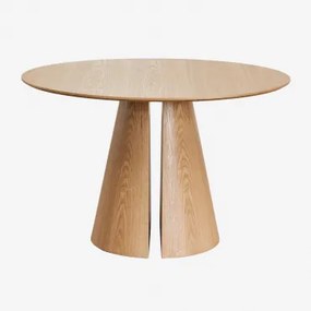 Mesa De Jantar Redonda Ø120 Cm Em Mdf E Folha De Freixo Agnes Natural - Sklum