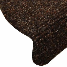 Tapetes escada autoadesivos 10 pcs 65x21x4 cm agulhado castanho