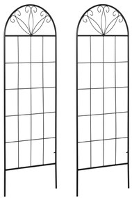 Outsunny Treliça de Jardim Conjunto de 2 Suportes para Plantas Trepadeiras em Metal 51x152 cm Preto | Aosom Portugal