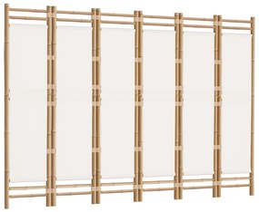 Divisória/biombo com 6 painéis dobráveis 240 cm bambu e lona