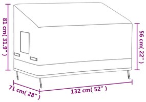 Capa para sofá de 2 lugares 132x71x56/81 cm 600D oxford bege