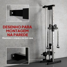 Máquina de Polis de Parede (PESOS NÃO INCLUIDOS) Ajustável em 15 Posições Multifunções para Ginásio e Casa 62x60x200 cm Preto