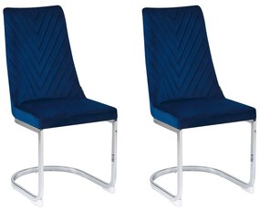 Conjunto de 2 cadeiras em veludo azul ALTOONA Beliani