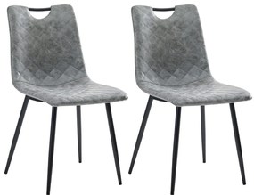 vidaXL Cadeiras de jantar 2 pcs couro artificial cinzento-escuro
