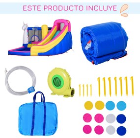 Outsunny Castelo inflável infantil com piscina escorregador cama de sa