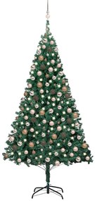vidaXL Árvore Natal artificial pré-iluminada c/ bolas 240 cm verde