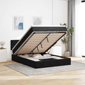 vidaXL Estrutura de cama otomana com colchão 140x200 cm veludo preto