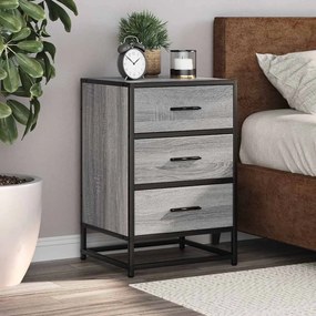 vidaXL Mesa de cabeceira sonoma 40x34,5x60 cm madeira e metal cinzento