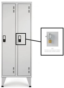 Cacifos Metálicos Duplo 2 portas - 1900x600x500 mm Cadeado Metálico