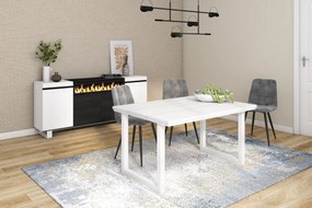 Mesa de sala de jantar | 6 pessoas | 140 | Robusto e estável graças à sua estrutura e pernas sólidas | Ideal para reuniões familiares | Branco | Estil