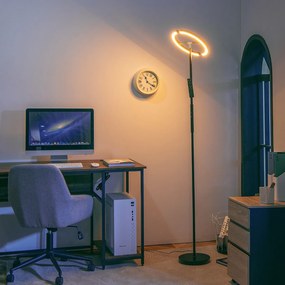 Lâmpada de assoalho LED com controle remoto lâmpada com luz escurecimento temperatura de cor moderna para escritório sala quarto 187,5 cm preto