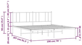 Estrutura de cama com cabeceira 193x203 cm metal preto