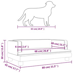 Cama para cães 80x45x30 cm couro artificial cor creme