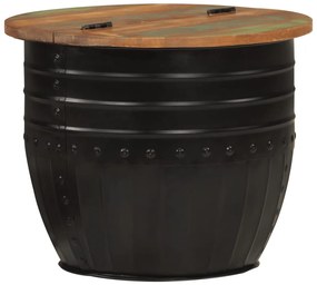 Mesa de centro 50x39,5 cm madeira recuperada maciça preto