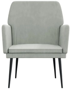 Cadeira c/ apoio de braços 62x79x79 veludo cinzento-claro