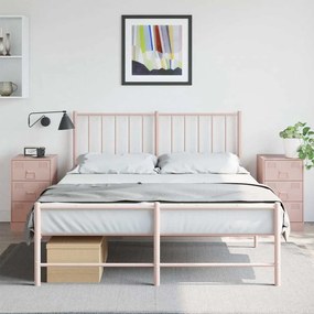 Mesas de cabeceira 2 pcs 34,5x39x62 cm aço rosa